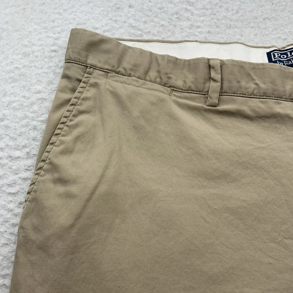 Polo Ralph Lauren Pants Mens 38x30 Beige Chino Khaki‎ Preppy Casual Flat Front